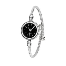 Load image into Gallery viewer, Women Casual Stainless Steel Open End Silver Round No Bracelet Quartz Alloy Plastic Watch