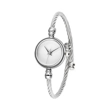 Load image into Gallery viewer, Women Casual Stainless Steel Open End Silver Round No Bracelet Quartz Alloy Plastic Watch