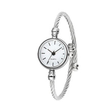 Load image into Gallery viewer, Women Casual Stainless Steel Open End Silver Round No Bracelet Quartz Alloy Plastic Watch