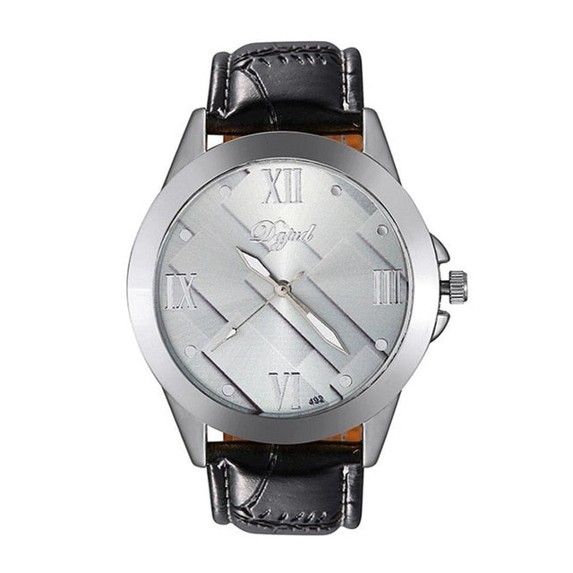Round Analog Synthetic Watch Fashion Band Wrist Leather Quartz Men
