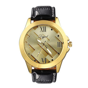 Round Analog Synthetic Watch Fashion Band Wrist Leather Quartz Men